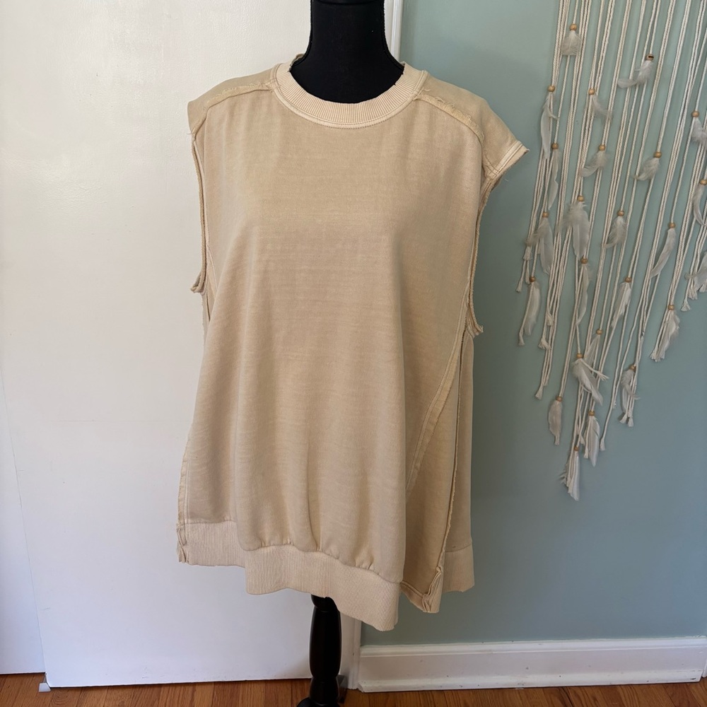 Free People Sleeveless Cream Top large